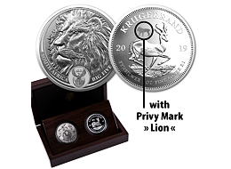 Exkluzivní stříbrné mince Big Five 2x 1 Oz Lion + Krugerrand (Privy Lev) 2019 PROOF - (2.)
