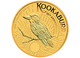 Zlatá mince Australian Kookaburra (Ledňáček) 1/10 Oz 35.výročí (1990-2025)