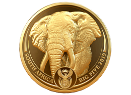 Exkluzivní zlatá mince Big Five - Elephant (Slon) 1 Oz 2019 PROOF - (1.)