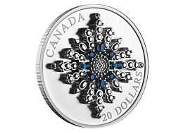 Stříbrná mince 1 Oz The Sapphire Jubilee Snowflake Brooch (Safírová brož ve tvaru vločky) 2024 PROOF