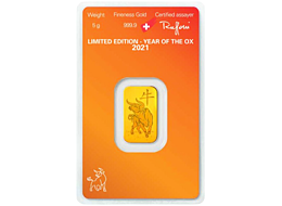 Investiční zlato - zlatý slitek 5g Argor Heraeus SA Year of the Ox (Rok buvola) 2021 Limited Edition