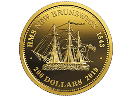 Exkluzivní zlatá mince HMS New Brunswick 1 Oz 2019 PROOF