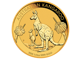 Investiční zlato - zlatá mince 25 AUD Australian Kangaroo (Klokan rudý) 1/4 Oz 2020