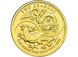Zlatá mince 100 Pounds Dva draci (Two Dragons) 1 Oz 2018