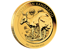 Investiční zlato - zlatá mince 25 AUD Australian Kangaroo (Klokan rudý) 1/4 Oz 2021