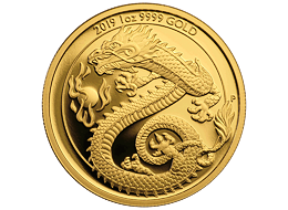 Exkluzivní zlatá mince 1 Oz Dragon 2019 (Čínské starověké mýtické bytosti) PROOF