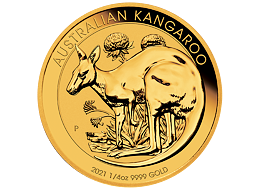Investiční zlato - zlatá mince 25 AUD Australian Kangaroo (Klokan rudý) 1/4 Oz 2021