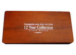Kompletní luxusní sada pozlacený Lunární série I. 12 x 1 Oz stříbrných mincí 1999-2010 (Gilded)