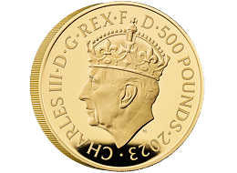 Exkluzivní zlatá mince Král Karel III. - Korunovace (H.M.King Charles III.) 5 Oz 2023 PROOF