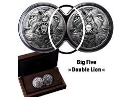 Exkluzivní stříbrné mince Big Five 2x 1 Oz Double Lion (Lev) 2019 PROOF - (2.)