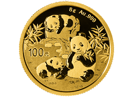 Zlatá mince 100 Yuan China Panda 8g 2025