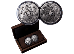 Exkluzivní stříbrné mince Big Five 2x 1 Oz Double Lion (Lev) 2019 PROOF - (2.)