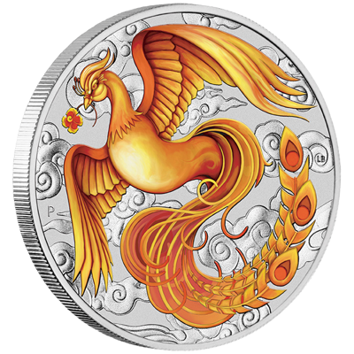 Stříbrná mince 1 Oz Australian Phoenix 2022 Red/Gold Color