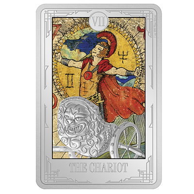 Stříbrná mince The Chariot (Vůz) 1 Oz 2022 (Tarotové karty) Color PROOF - (8.)