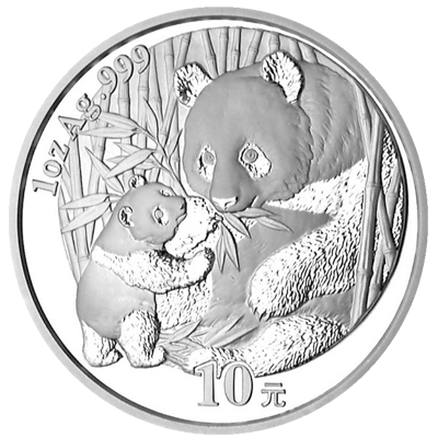 Stříbrná mince 10 Yuan China Panda 1 Oz 2005
