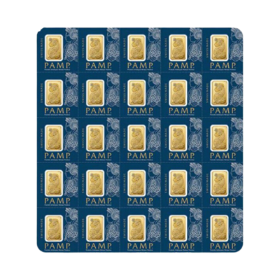 Investiční zlato - zlaté slitky 25 x 1g PAMP Fortuna (Tyché) Multigram