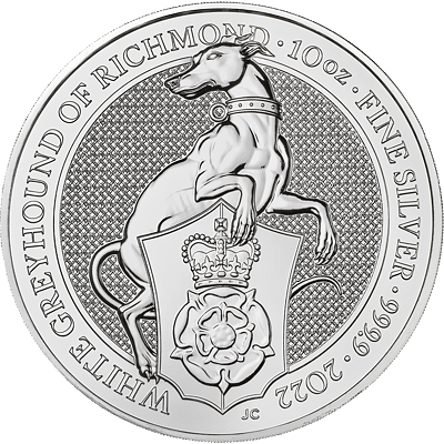 Stříbrná mince 10 Oz The White Greyhound 2022 (The Queen's Beasts)
