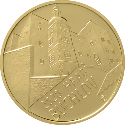 Zlatá mince 5000 Kč Hrad Buchlov 2020 PROOF