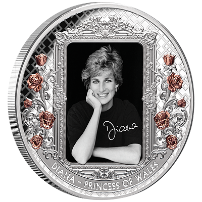Exkluzivní stříbrná mince Diana - Princezna z Walesu 5 Oz 2022 Color (Rose Gold Plating) PROOF