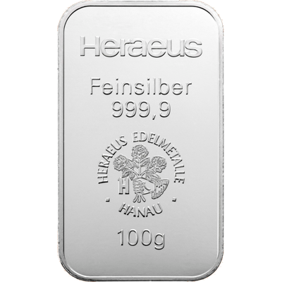 Investiční stříbro - stříbrný slitek 100g Heraeus