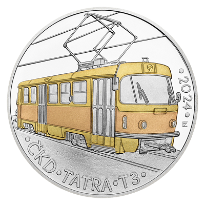 Stříbrná mince 500 Kč Tramvaj ČKD Tatra T3 2024 PROOF