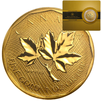 Investiční zlato - zlatá investiční mince 200 CAD Maple Leaf 1 Oz .99999 2008 karta