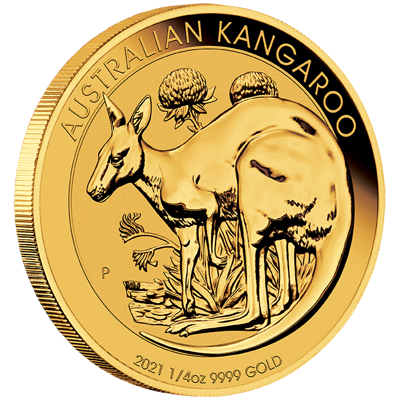 Investiční zlato - zlatá mince 25 AUD Australian Kangaroo (Klokan rudý) 1/4 Oz 2021