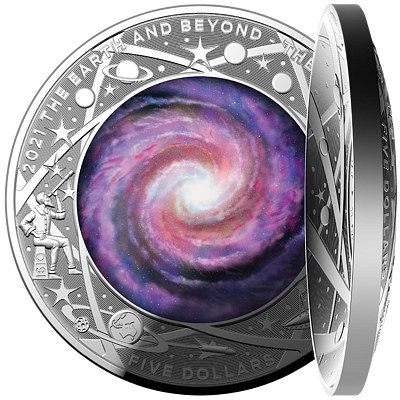 Stříbrná mince Milky Way (Mléčná dráha) 1 Oz 2021 (Earth & Beyond) Dome PROOF