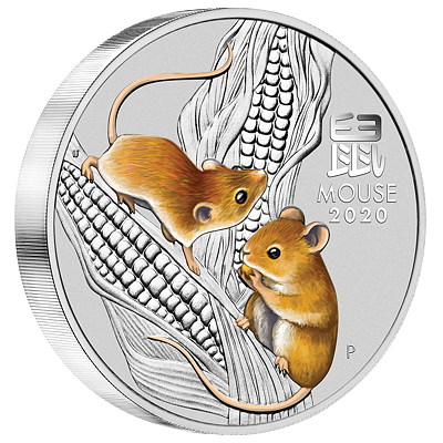 Lunární série III. - stříbrná mince Year of the Mouse (Rok krysy) 1 kg 2020 Color
