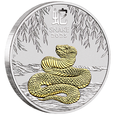 Lunární série III. - stříbrná mince Year of the Snake (Rok hada) 1 Oz 2025 Gilded