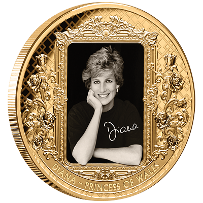 Exkluzivní zlatá mince Diana - Princezna z Walesu 5 Oz 2022 Color PROOF