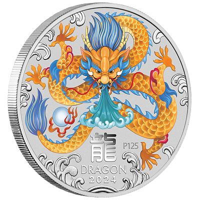 Lunární série III. - stříbrná mince Year of the Dragon (Rok draka) 2 Oz 2024 Color