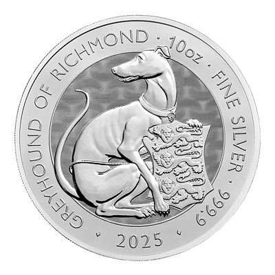 Stříbrná mince 10 Oz Greyhound of Richmond 2025 (Tudor Beasts)