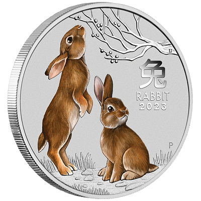 Lunární série III. - stříbrná mince Year of the Rabbit (Rok králíka) 5 Oz 2023 Color