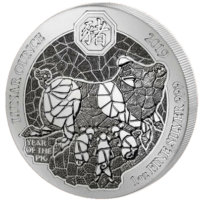 Stříbrná mince Rwanda Lunar Year of the Pig (Rok vepře) 1 Oz 2019